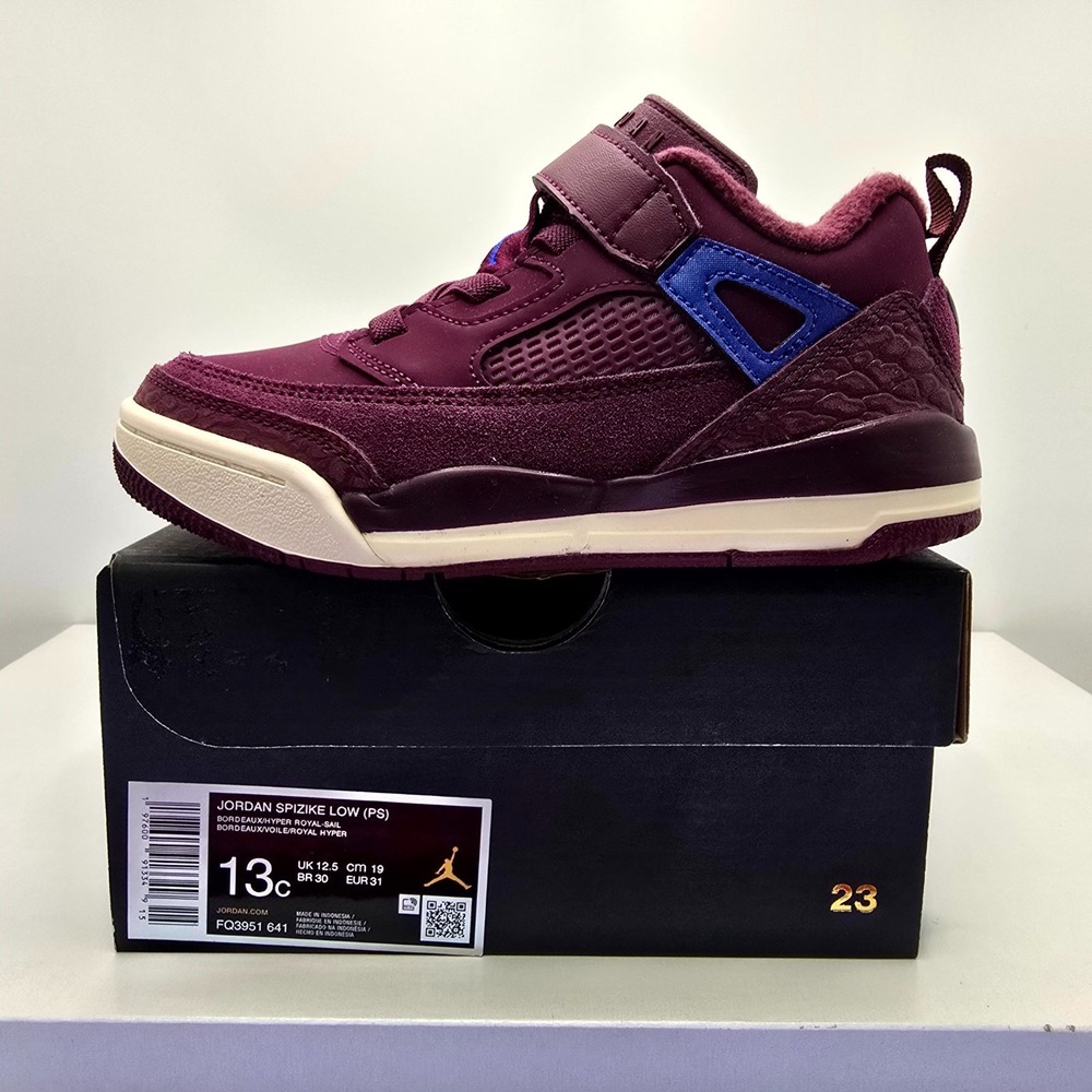 Jordan Spizike Low PS FQ3951-641 Kids 13 Shoes Bordeaux Hyper Royal Sneaker